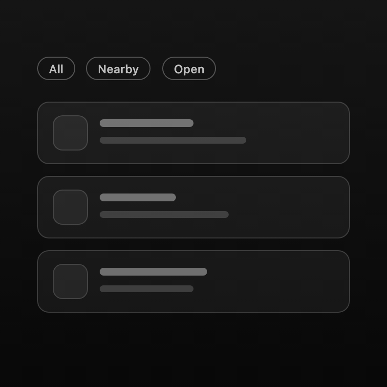 A filterable directory listing