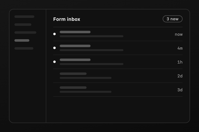 The form inbox in the XRA admin panel