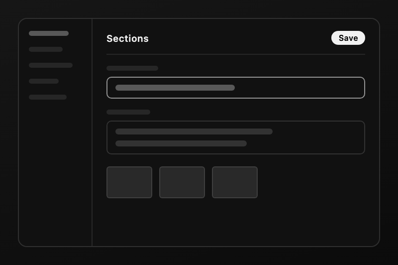 The sections editor in the XRA admin panel