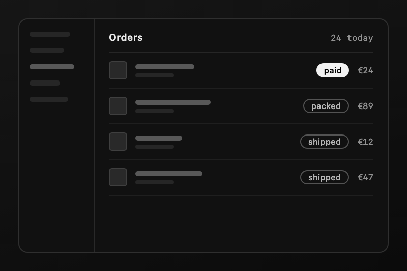 The orders list in the XRA admin panel